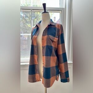 Woolrich Plaid 100% Organic Cotton Flannel Shirt in Blue and Brown